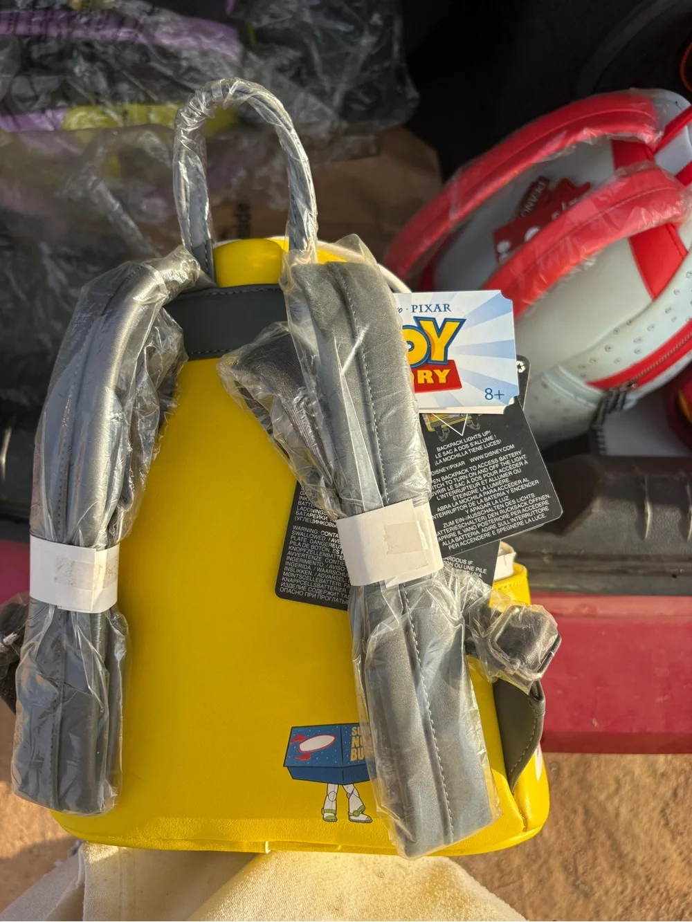 Loungefly Yellow and Blue Kids Bus Plush Backpack